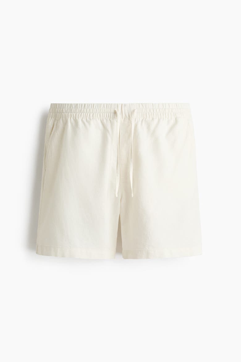 Relaxed Fit Linen-blend Shorts, Alternate, color, White