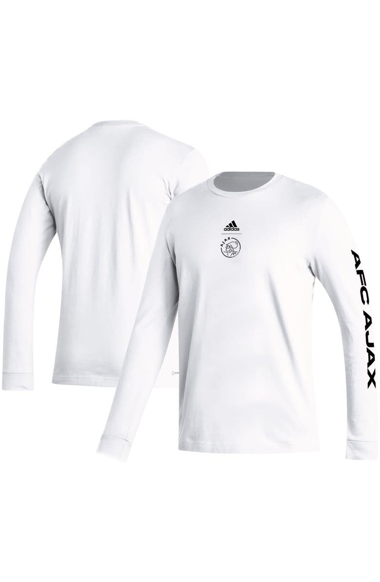 adidas Men's adidas White Ajax Team Crest Long Sleeve T-Shirt, Main, color, White