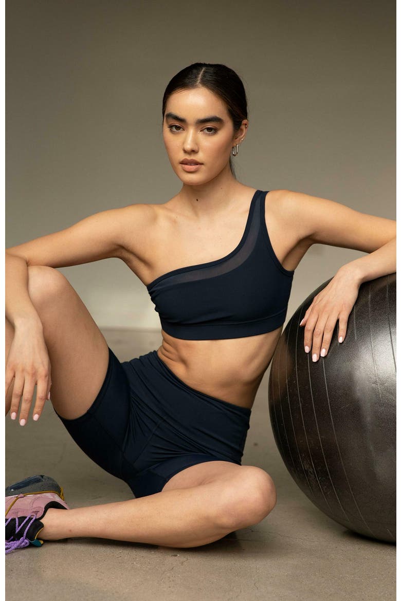On Duty Mesh One Shoulder Silkiflex Bra, Alternate, color, Cool Navy