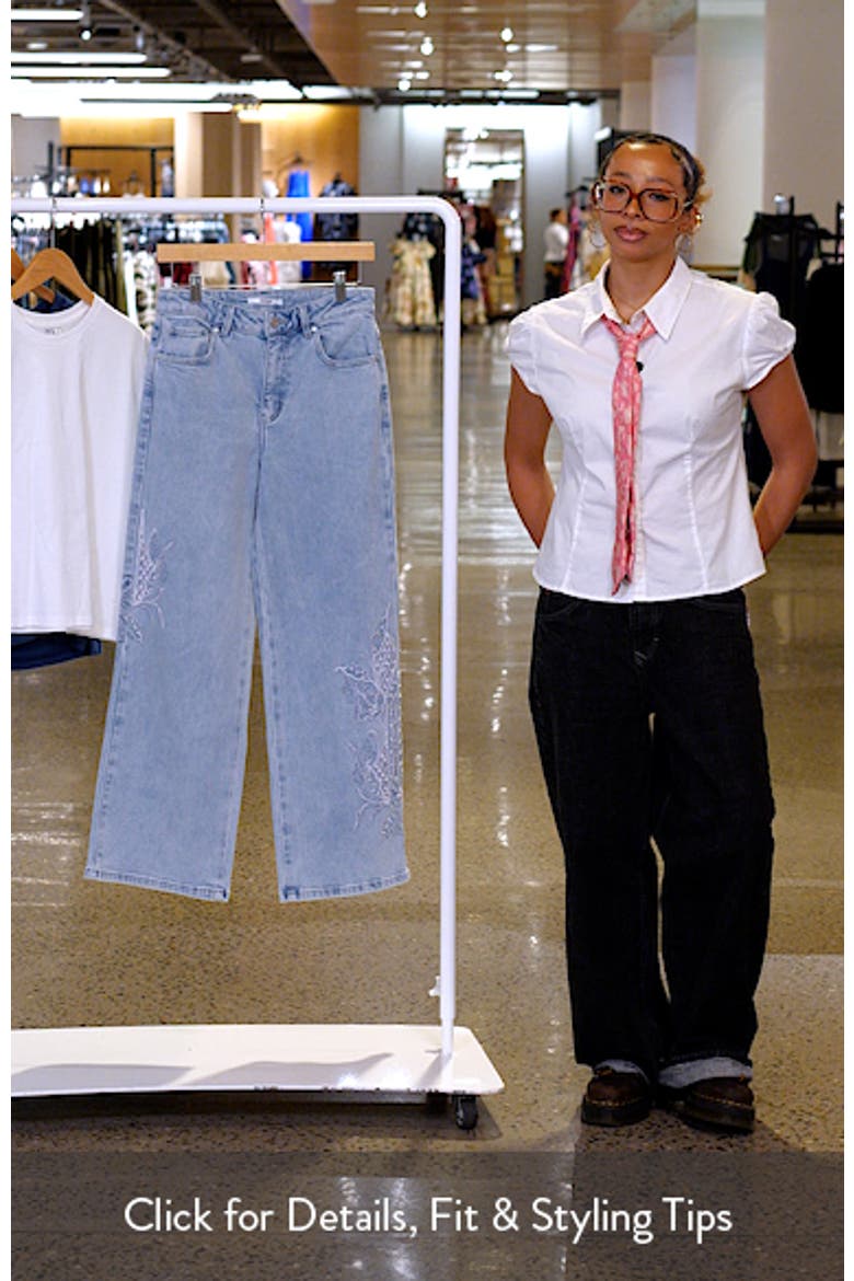 Embroidered High Waist Relaxed Straight Leg Jeans video
