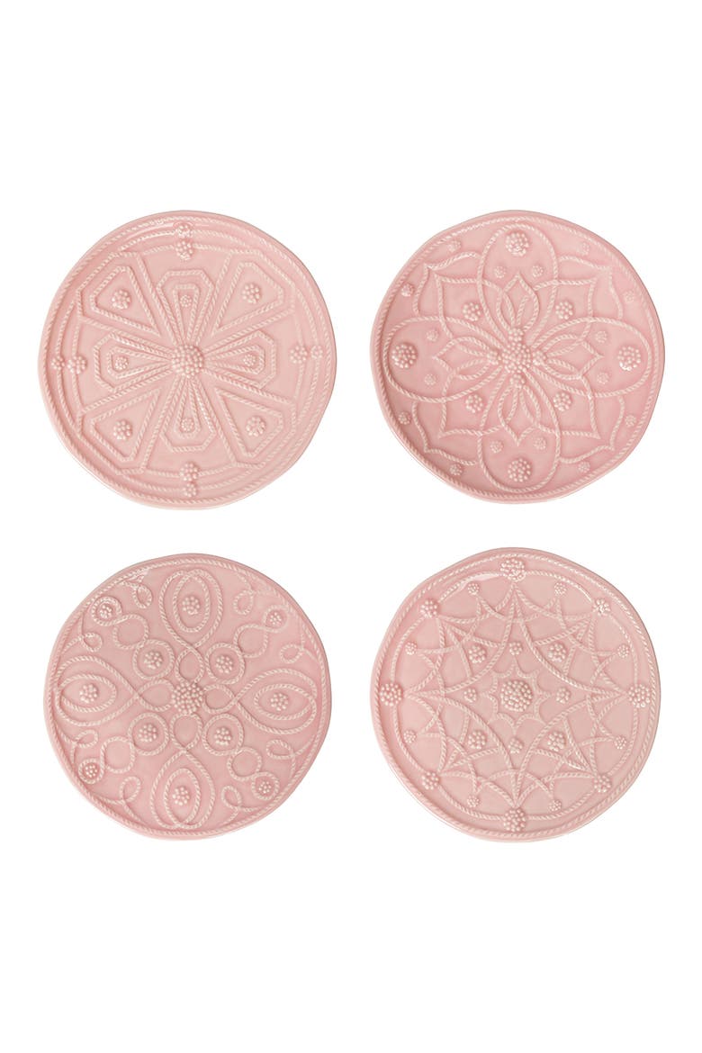 Jardins du Monde Set of 4 Side/Cocktail Plates, Main, color, BLUSH