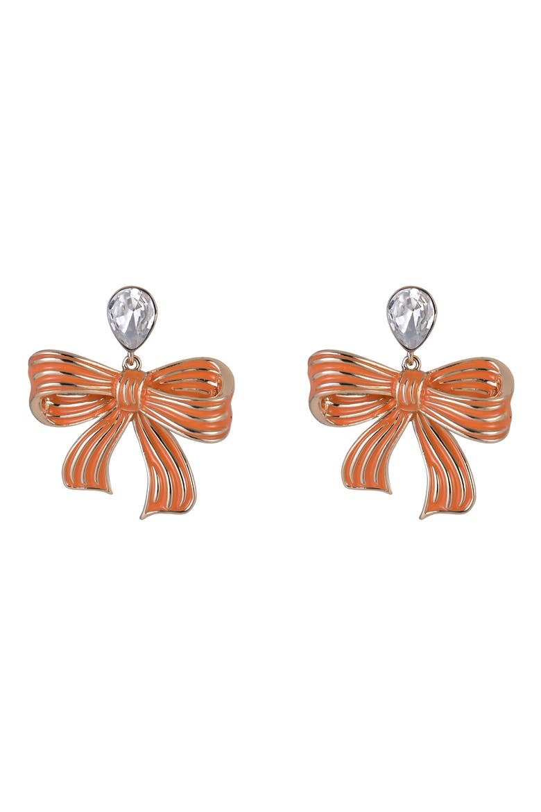 Orange Bow Earrings, Alternate, color, Orange