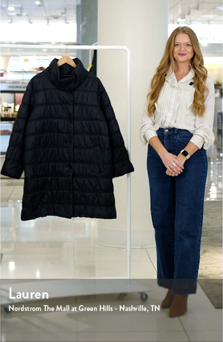 High Collar Ruched Puffer Coat, sales video thumbnail