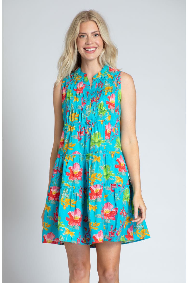 Print Pintuck Sleeveless Babydoll Dress, Alternate, color, GREEN MULTI