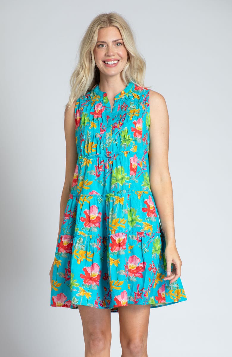 APNY Print Pintuck Sleeveless Babydoll Dress, Alternate, color,