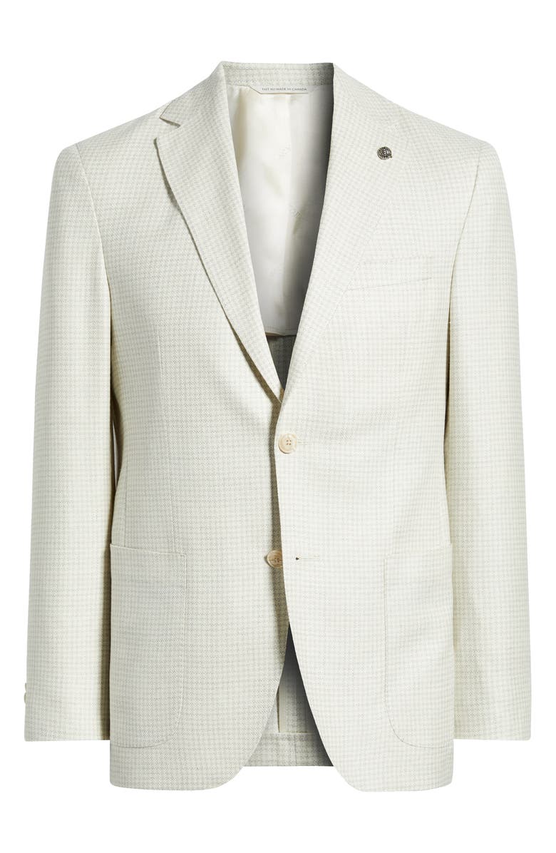 Jack Victor Madison Mini Check Wool, Silk & Linen Sport Coat, Alternate, color, Off White