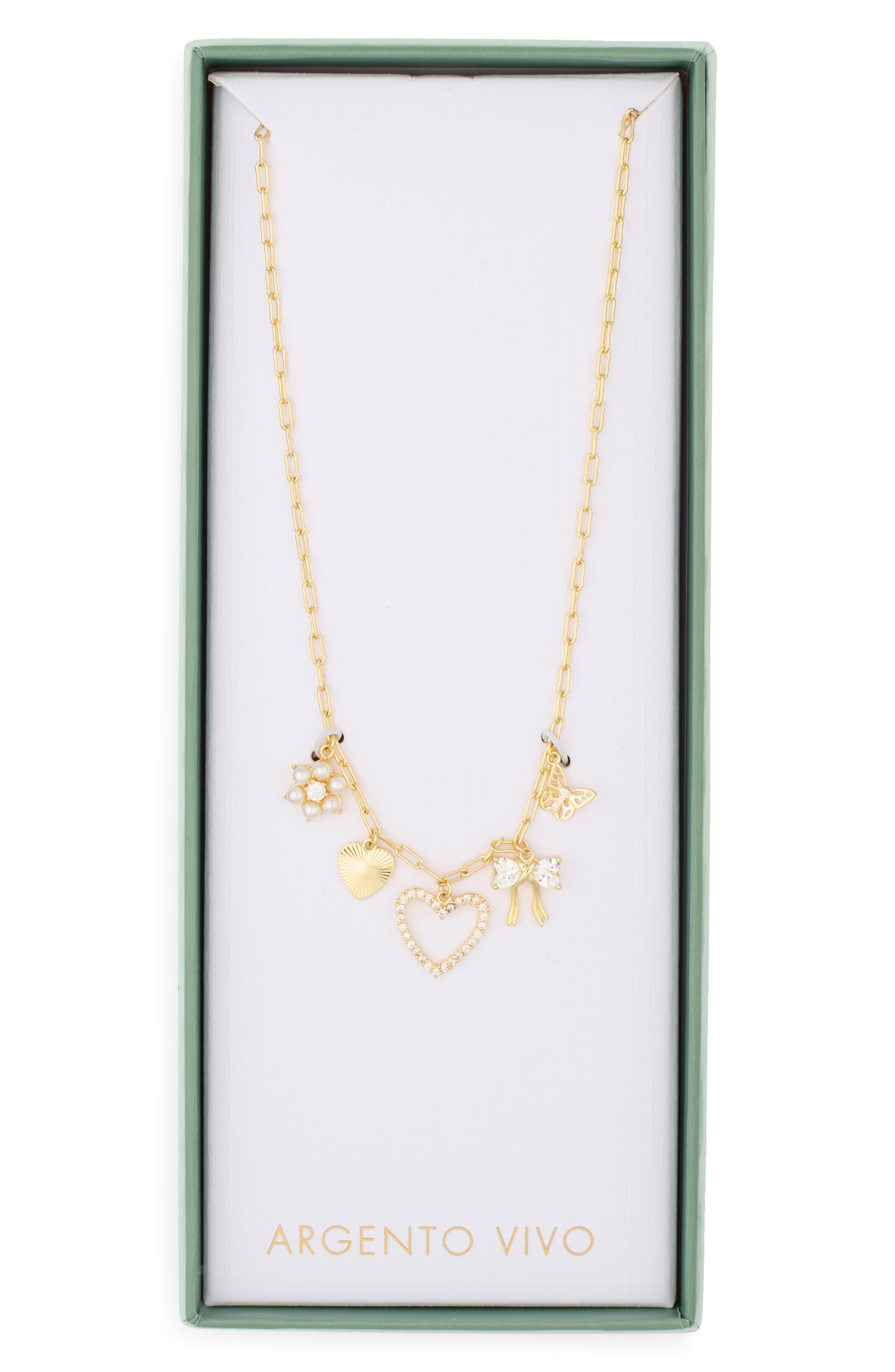 Heart and Bow Charm Necklace