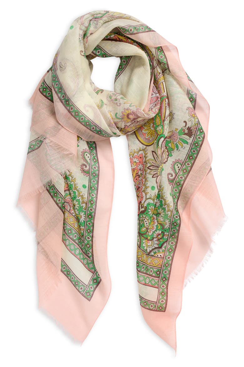 Nabucco Paisley Modal Blend Scarf, Alternate, color, PRINT ON WHITE BASE 3