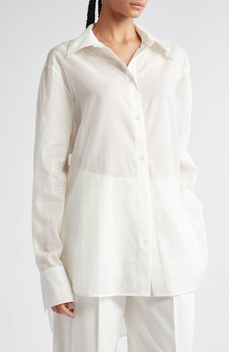 TOTEME Oversize Wide Sleeve Cotton Blend Button-Up Shirt, Alternate, color, 