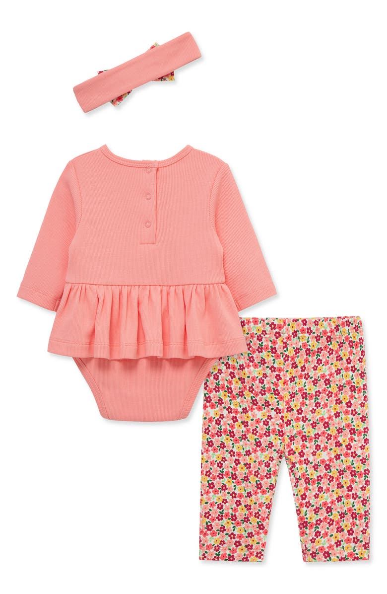 Little Me Apple Skirted Bodysuit, Leggings & Headband Set, Alternate, color, Rose