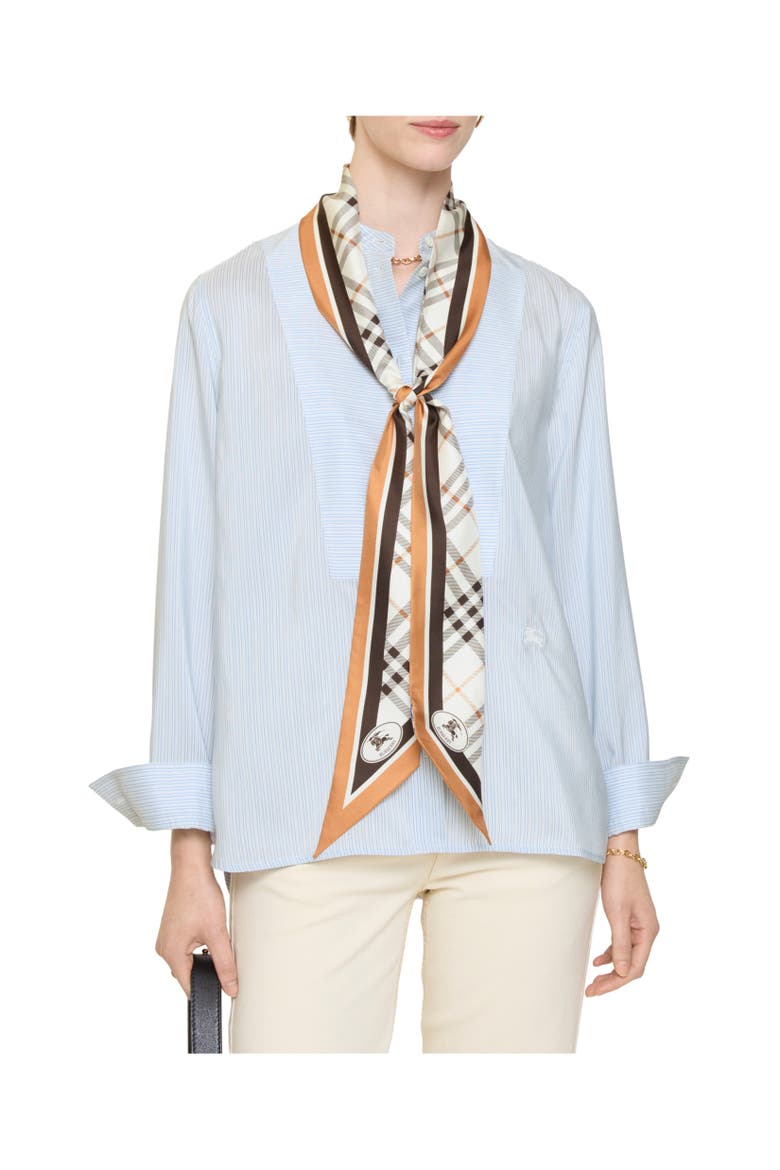 Skinny Check Knight Stamp Silk Scarf, Alternate, color, Pebble white