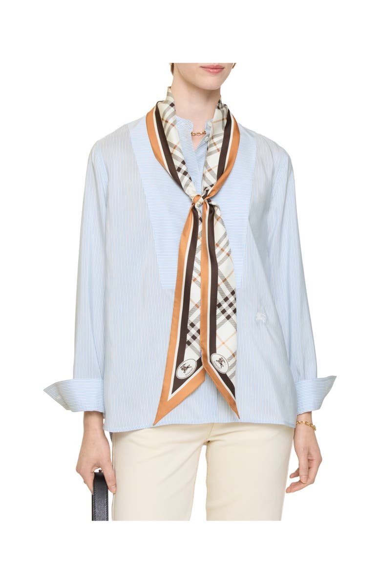 Burberry Skinny Check Knight Stamp Silk Scarf, Alternate, color, Pebble White