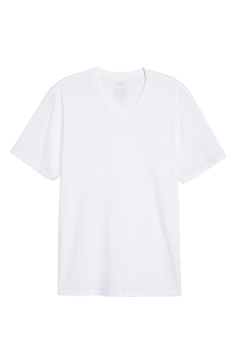 Vince Pima Cotton Slim Fit V-Neck T-Shirt, Main, color, Optic White