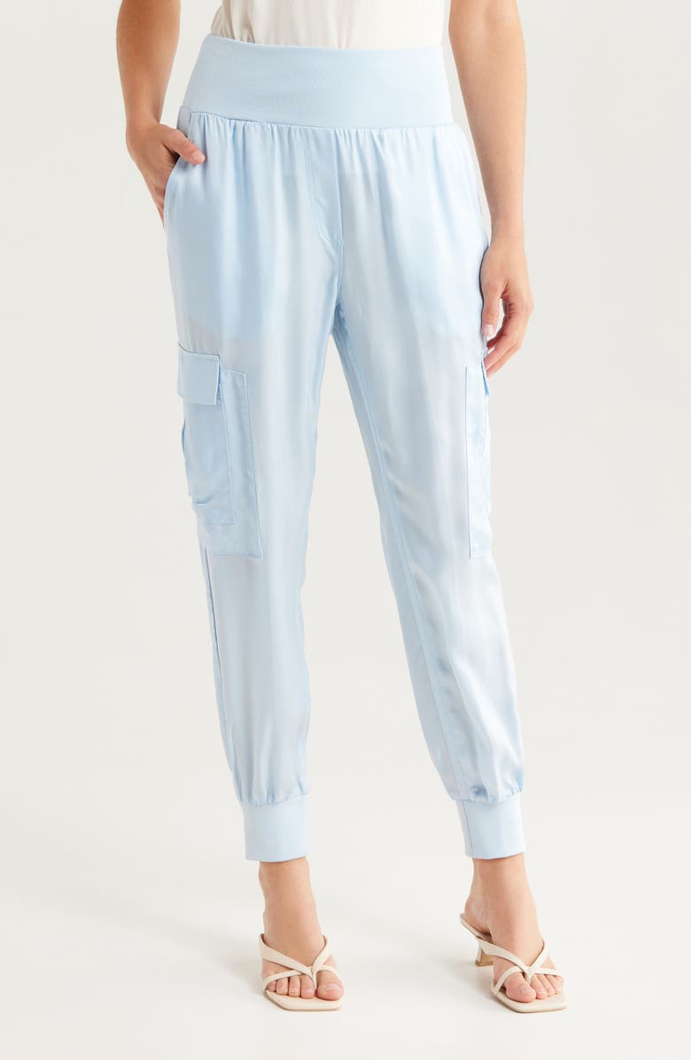 Cinq à Sept Giles Cupro Crop Cargo Joggers, Main, color, Spring Sky Multi