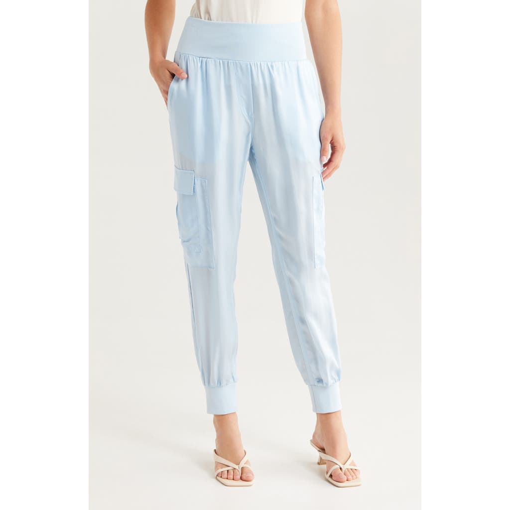 Cinq À Sept Giles Cupro Crop Cargo Joggers In Blue