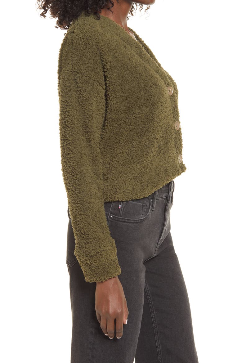 Cozy Fleece Cardigan, Alternate, color, OLIVE NIGHT