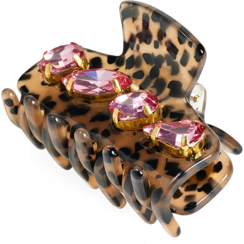 Lele Sadoughi Mini Crystal Claw Clip In Cheetah