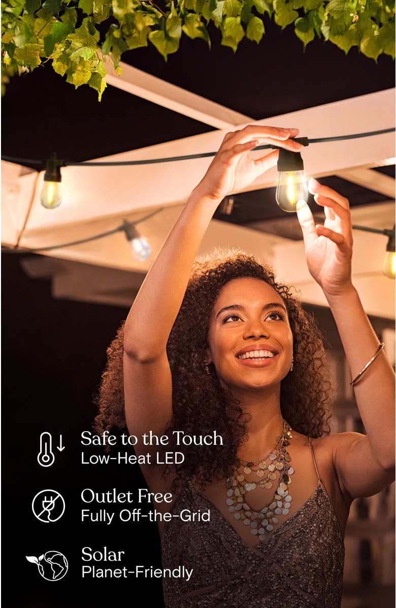 Brightech Solar-Powered Weatherproof LED 48' Outdoor String Lights - 15 Shatterproof Bulbs, Alternate, color, Classic Black- 48' (15 Bulbs)