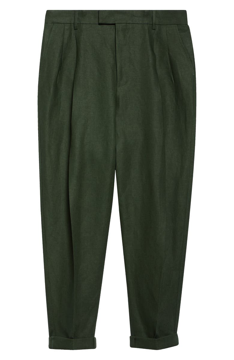Dolce&Gabbana Crop Linen Trousers, Alternate, color, V0304 Militare Scuro