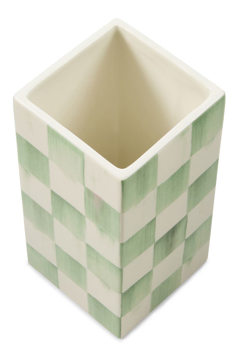 Sage Check Small Pillar Vase, Alternate, color, GREEN