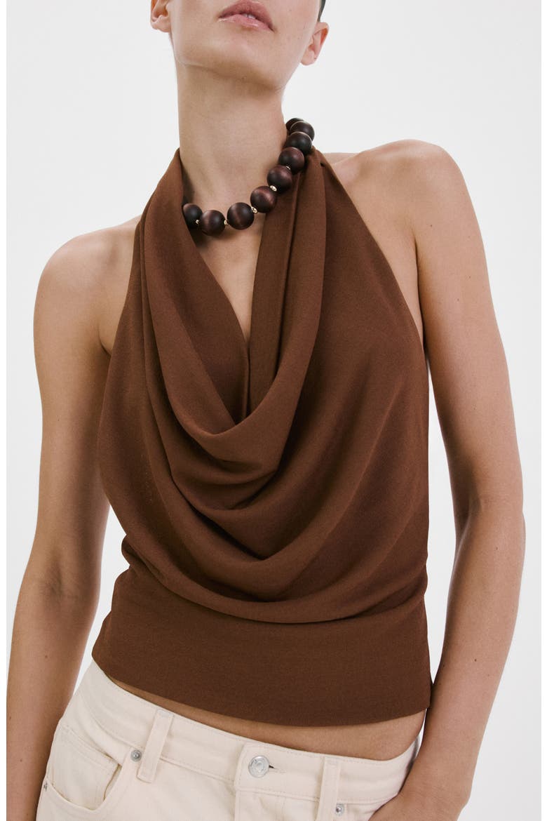 Coris Draped Halter Top, Main, color, BROWN