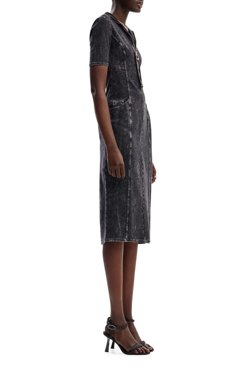 Desigual Gradient Denim Midi Dress, Alternate, color, Black