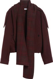 Burberry Oldbrook Detachable Check Scarf Wool Jacket