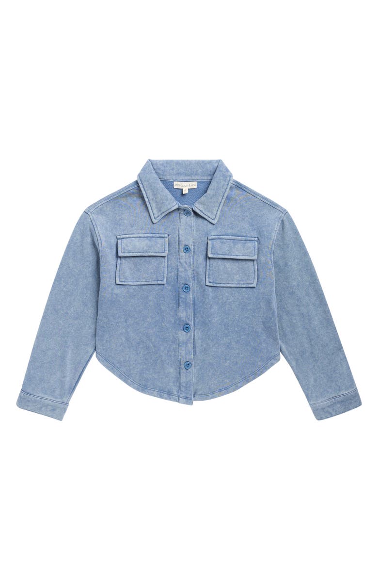 MARGAUX AND LEXI Kids' Washed Knit Button-Up Shirt, Main, color, Blue
