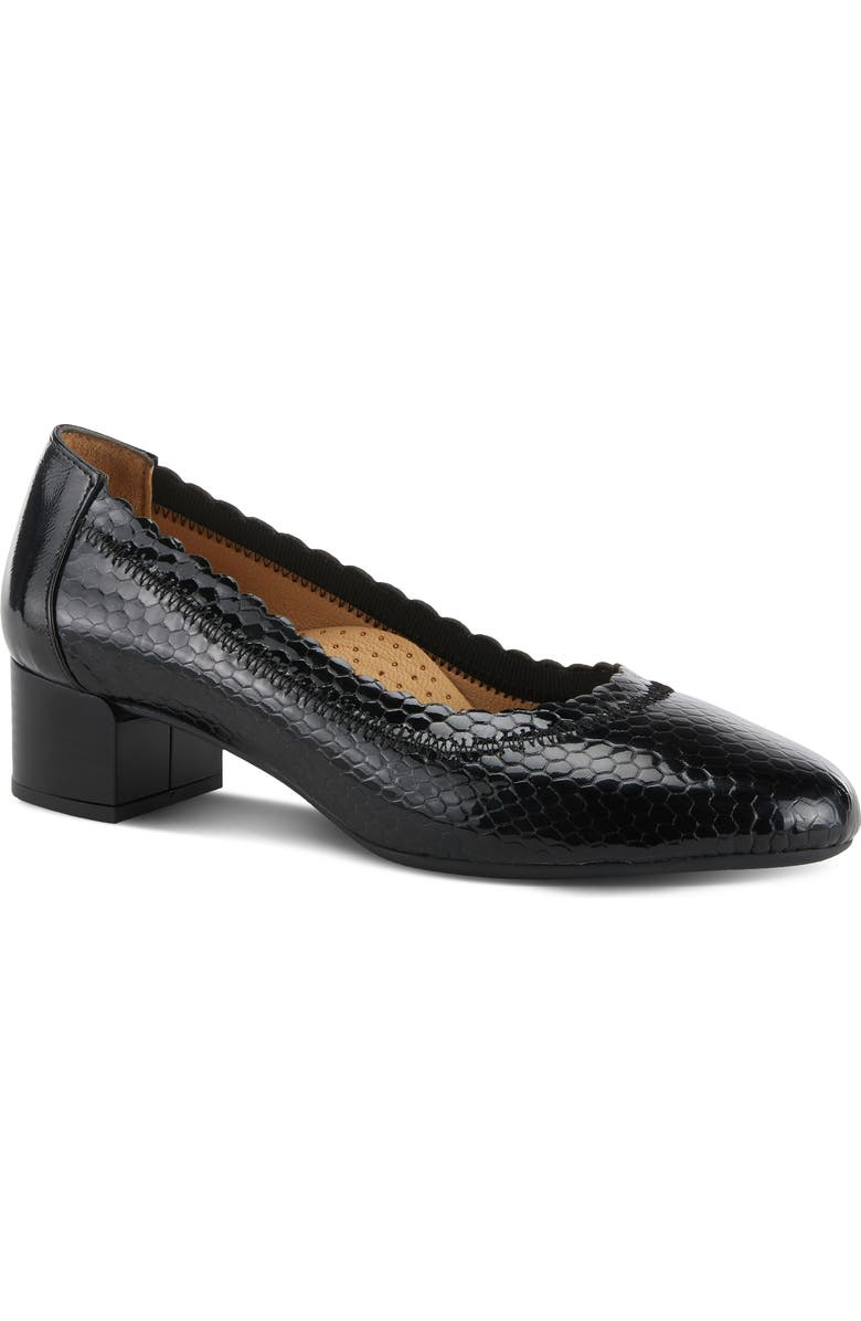 Spring Step Ahmeria Snakeskin Embossed Pump, Main, color, Black Patent