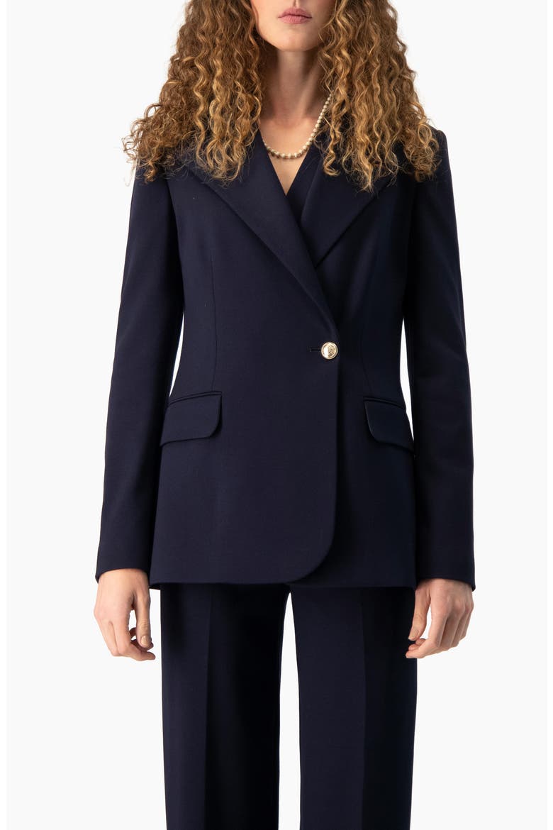 Tailored Single-Breasted Blazer, Main, color, Navy Blue