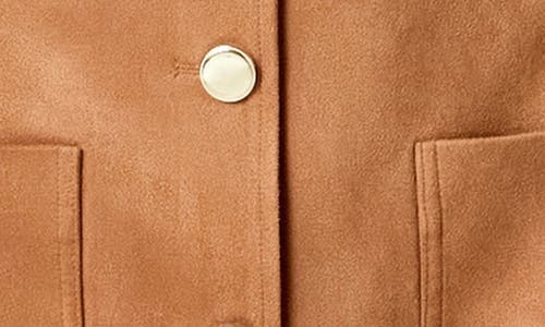 Endless Rose Faux Suede Round Neck Buttoned Mini Dress Camel In Brown
