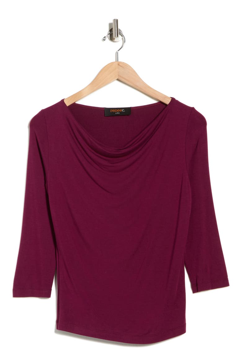 Cowl Neck Ruched Top, Alternate, color, BURGUNDY