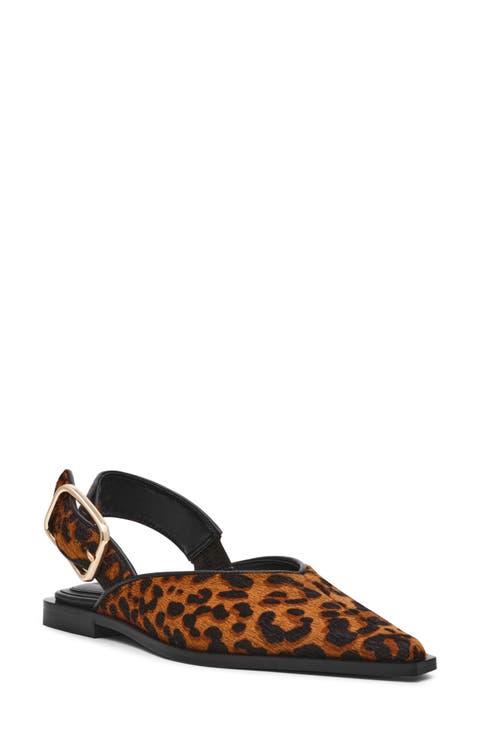 Shay Genuine Calf Hair Pointed Toe Slingback Flat (Women)