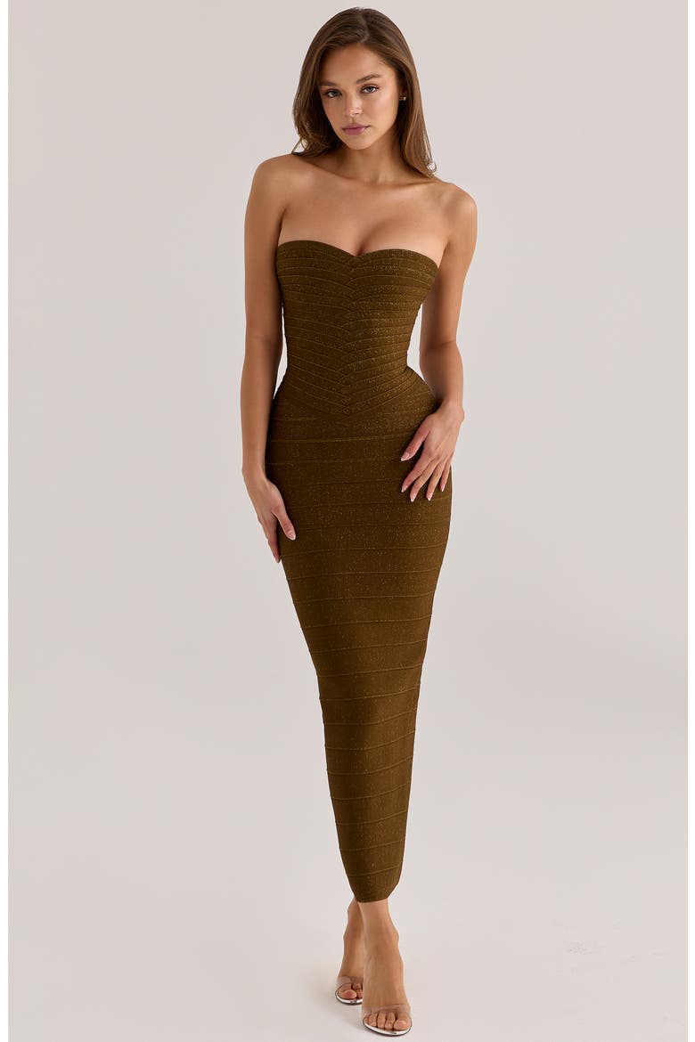 The Sweetheart Strapless Bandage Dress, Alternate, color, OLIVE