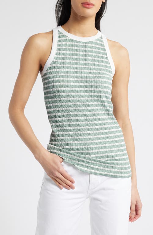 Loveappella Stripe Racerback Tank In Sage