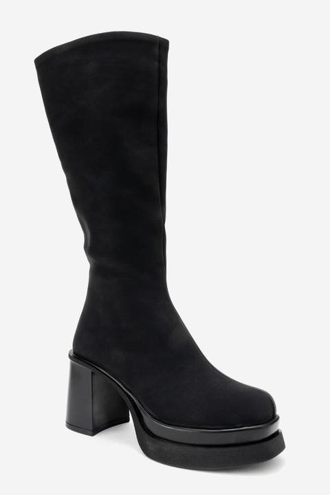 Carm Nubuck Platform Mid Calf Boot
