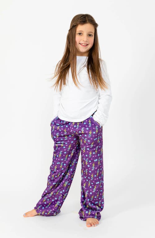 Preppy Goose Purple Flash Plush Lounge Pants In Multi