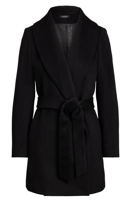 Ralph Lauren Lauren Wool Blend Wrap Coat In Black