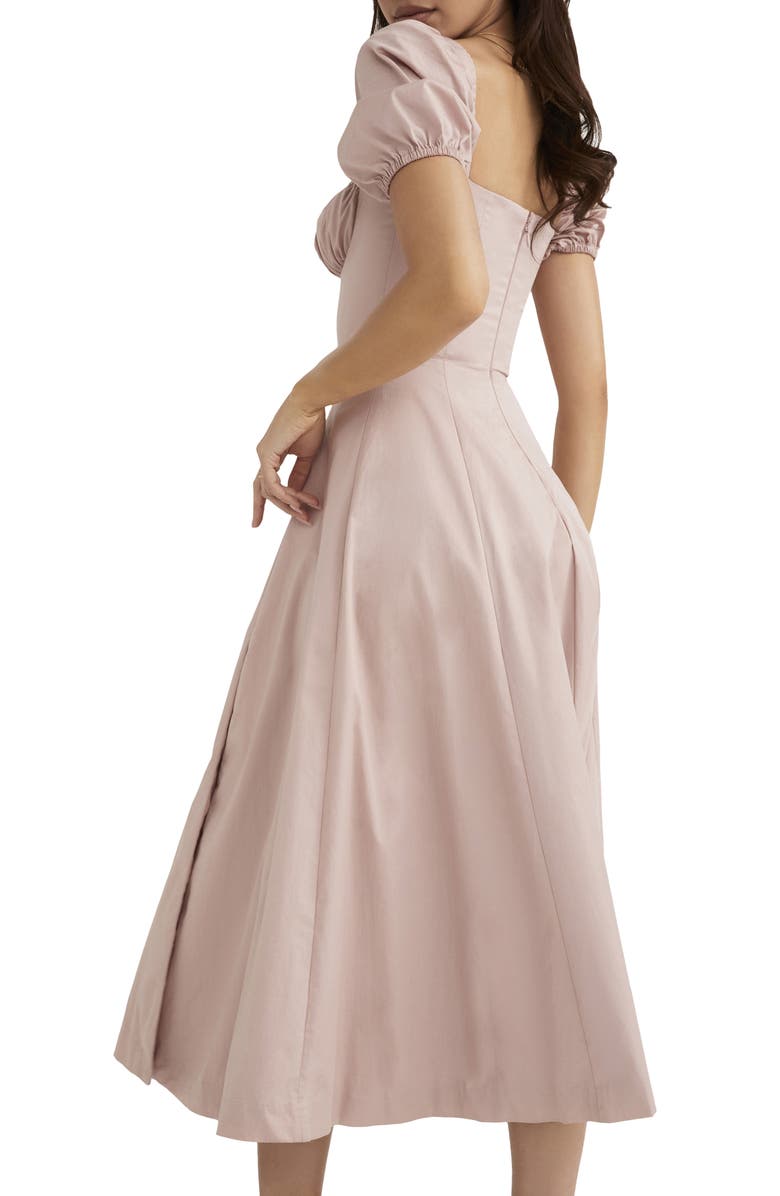 HOUSE OF CB Tallulah Puff Sleeve Midi Dress, Alternate, color, Pink