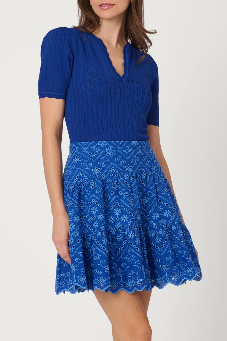 Eyelet Knit Combo Fallon Dress, Main, color, Blue