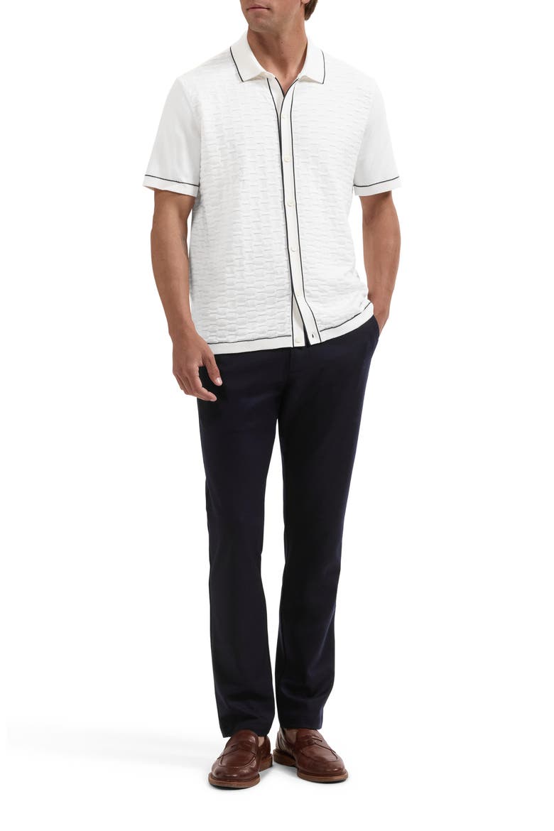 Short Sleeve Full Button Sweater, Alternate, color, CHALK
