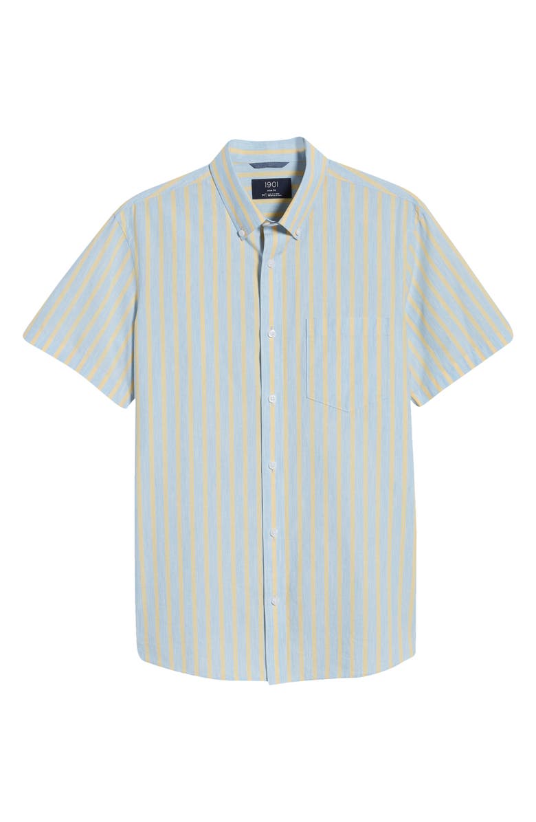 1901 Slim Fit Stripe Short Sleeve Button-Down Shirt, Alternate, color, 