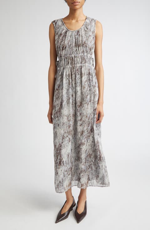 Speckled Glaze Print Sleeveless Georgette Maxi Dress