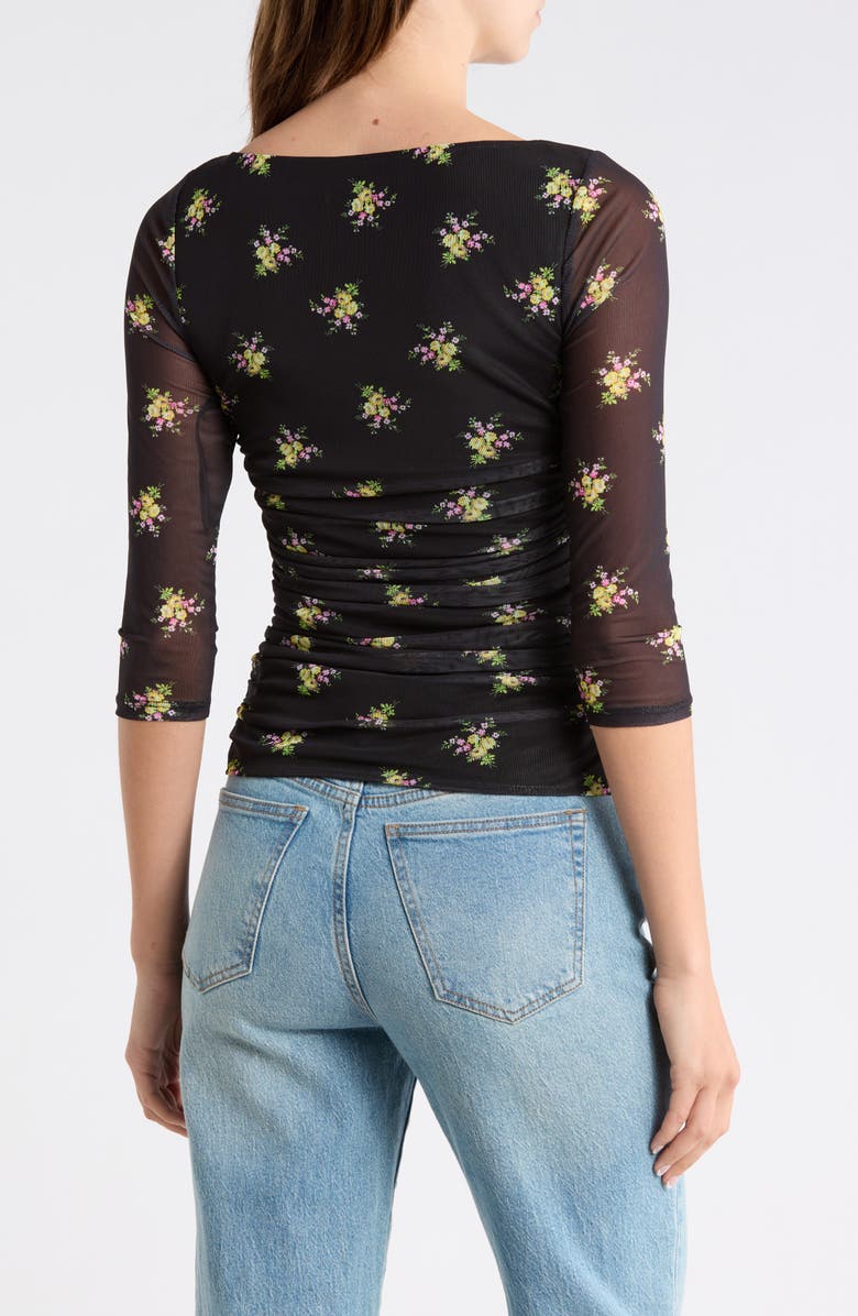 AFRM LOS ANGELES Anahi Mesh Top, Alternate, color, Noir Spring Bouquet