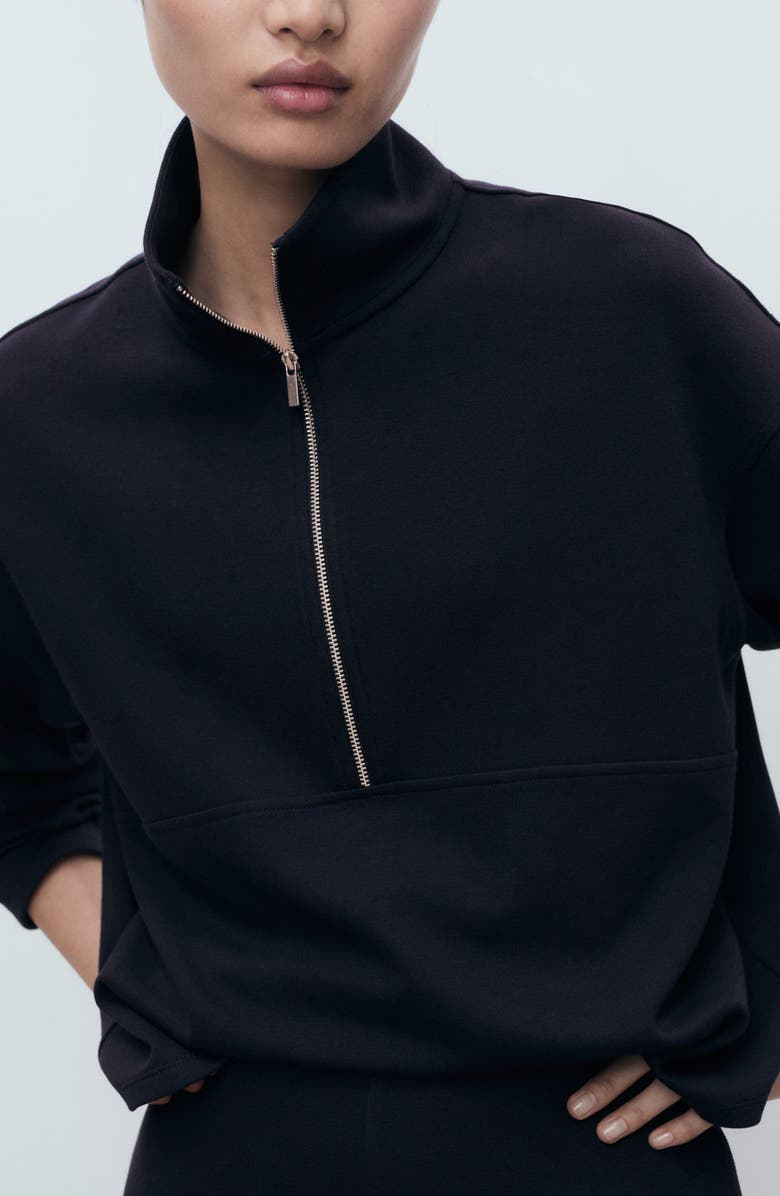 MANGO Half Zip Sweatshirt, Alternate, color, Navy