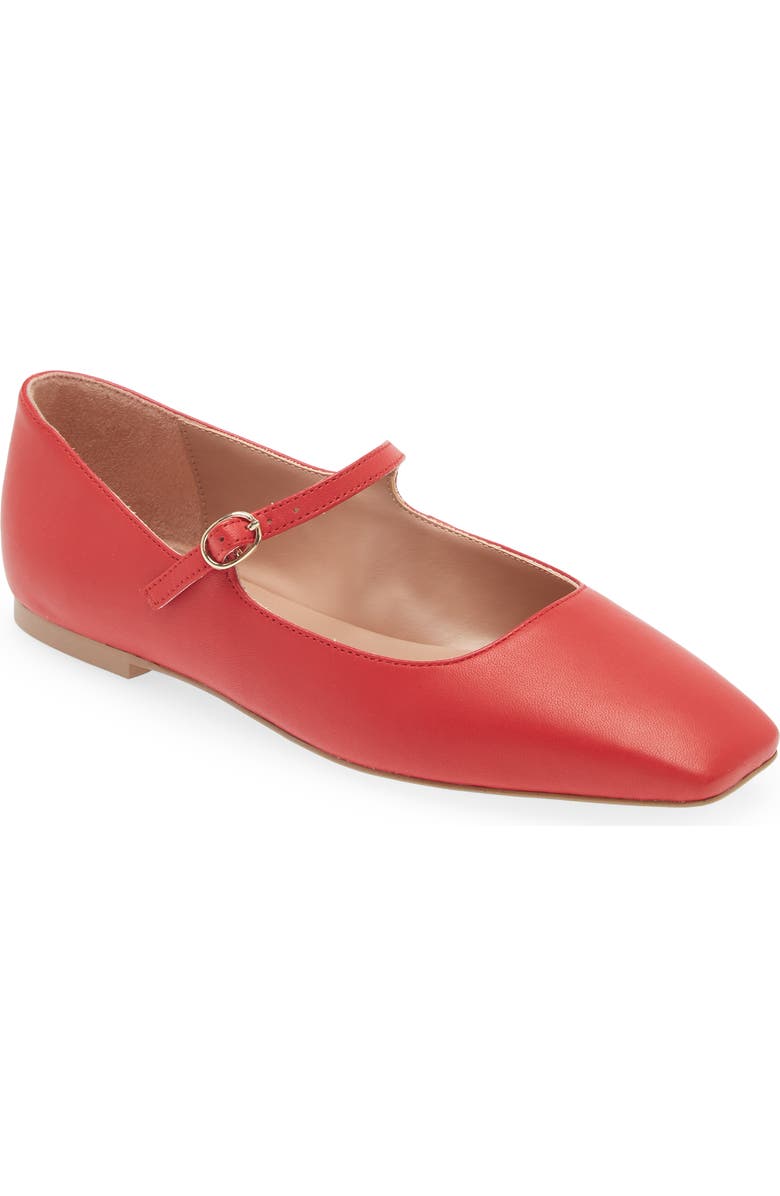 Nordstrom Mary Jane Flat, Main, color, Red