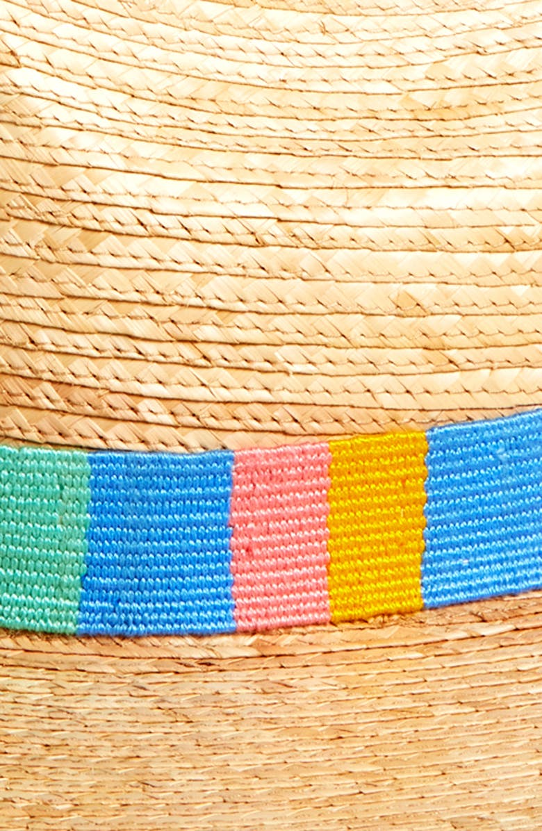 Sunshine Tienda Reyna Palm Straw Hat, Alternate, color, Beige/ Blue Multi