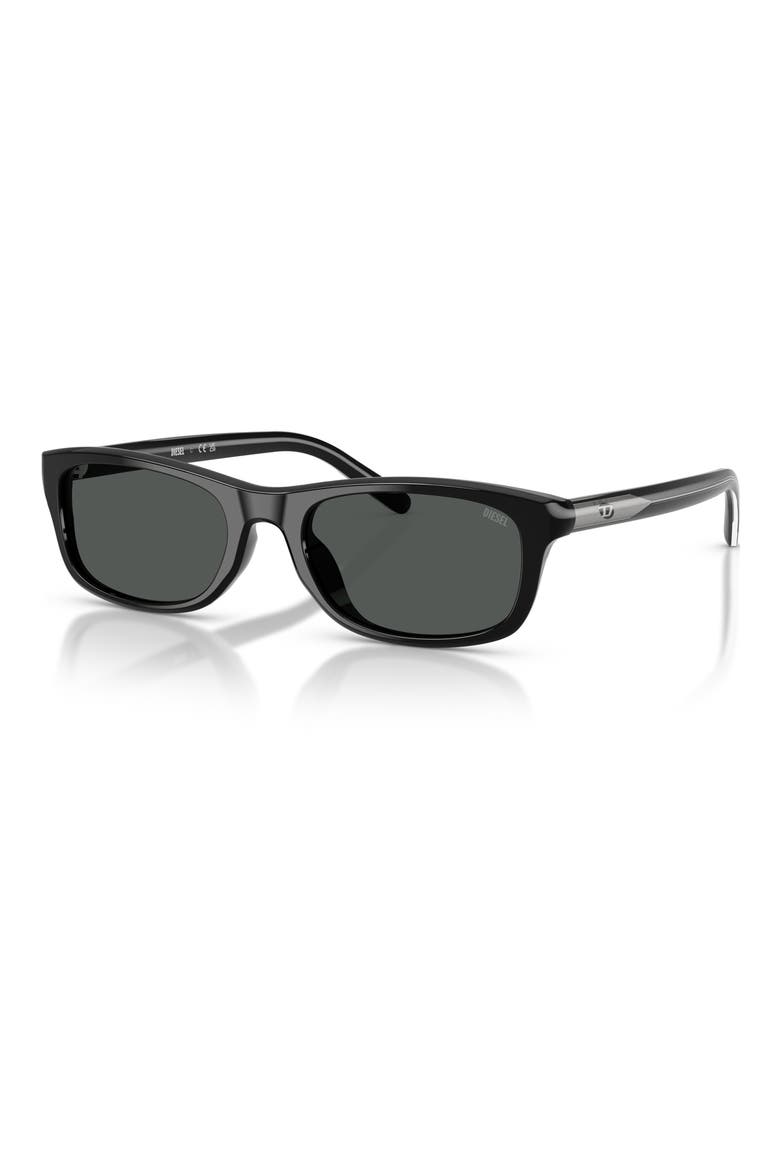54mm Rectangular Sunglasses, Alternate, color, SOLID BLACK / SOLID BLACK