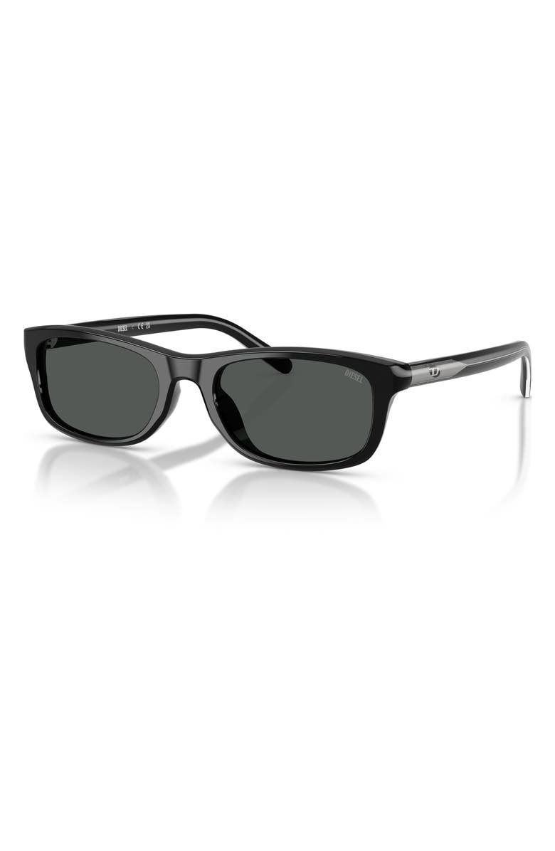 DIESEL<sup>®</sup> 54mm Rectangular Sunglasses, Alternate, color, Solid Black / Solid Black