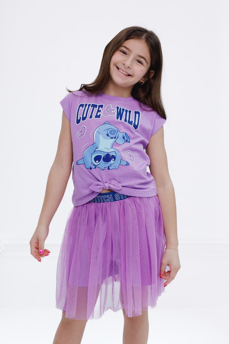 Lilo & Stitch 2-Piece T-Shirt and Tutu Skort Set, Alternate, color, Lilac Stitch